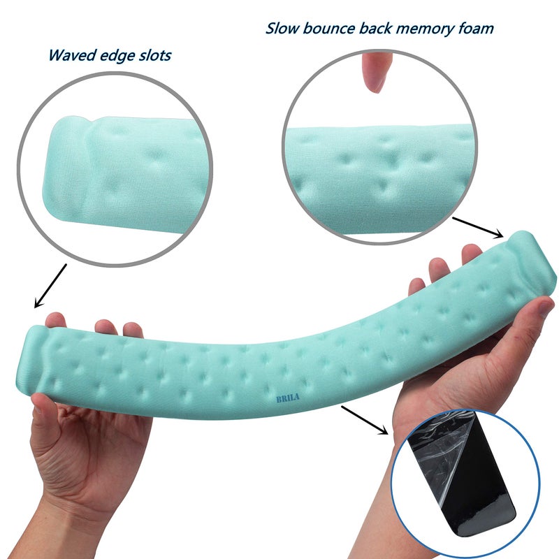 BRILA Memory Foam Mouse & Keyboard Wrist Rest Support Pad Cushion Set for Computer, Laptop, Office Work, PC Gaming - Massage Holes Design - Easy Typing Wrist Pain Relief (Aquamarine) - Image 5